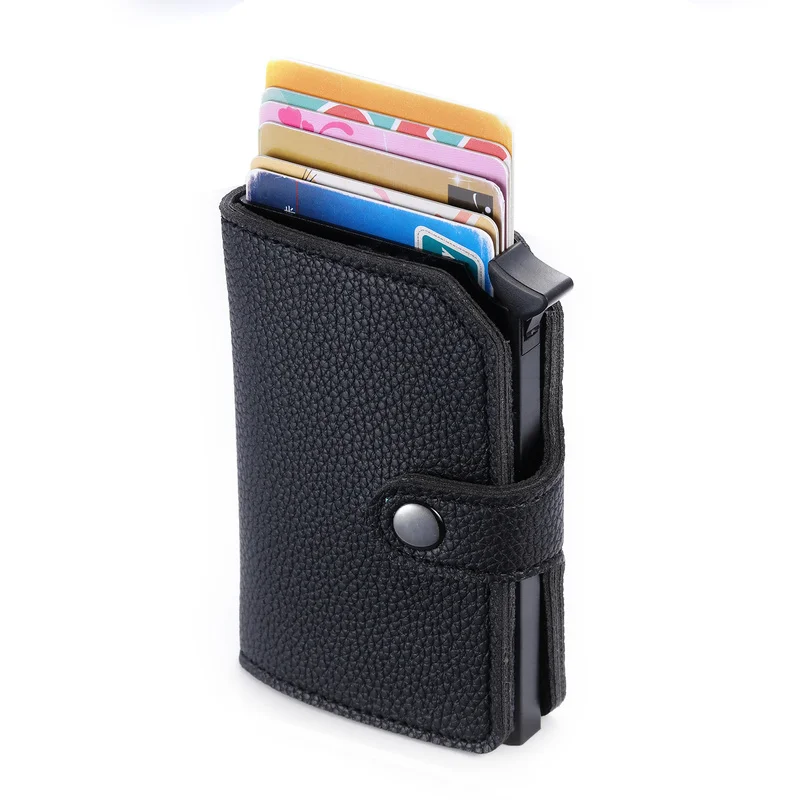 

2021 Casual Card Holder Hasp Smart ID Metall Anti RFID Aluminium Box Wallet Mini Men and Women Black Business Credit Card Case