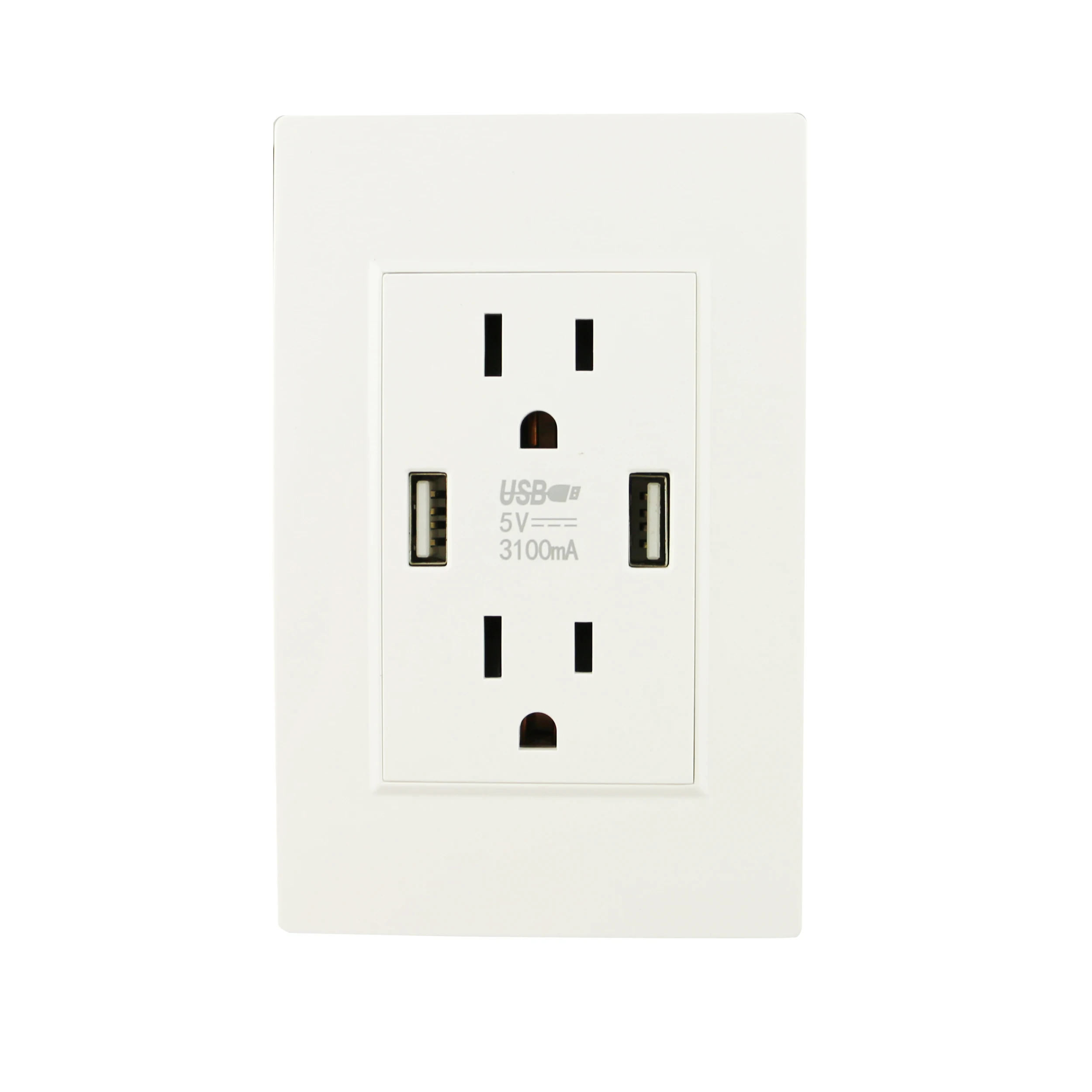 

US 120 Style Socket,3.1A Wall Socket Dual USB Port Power Adapter Outlets Panel Universal Plug,Tamper Resistant Duplex Receptacle