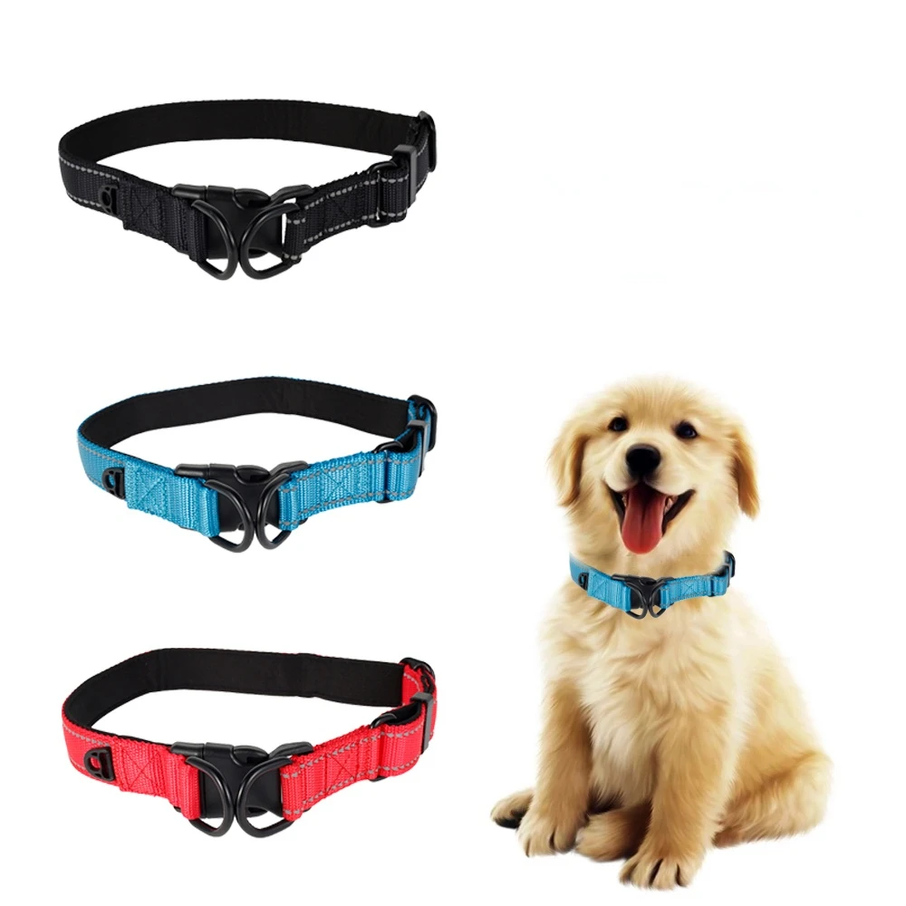 

2021 New Arrival Reflective Dog Collar Soft Padded Nylon Pet Neck Basic Collars Adjustable Breakaway Dogs Training Pets Supplies