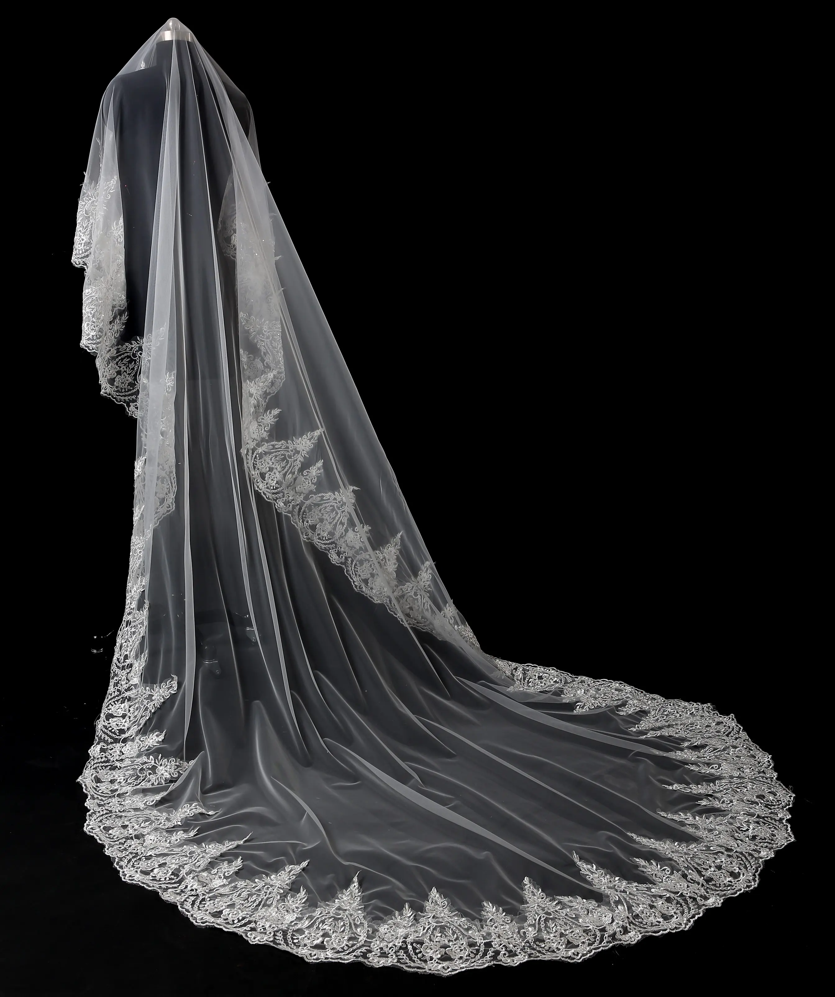 Роскошная свадебная фата длиной 3 метра с цветами однослойный свадебный