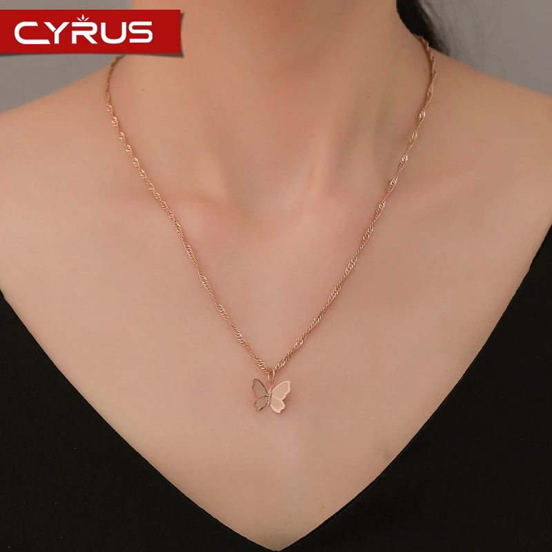 Женское винтажное ожерелье с кулоном в виде крошечной бабочки длинное