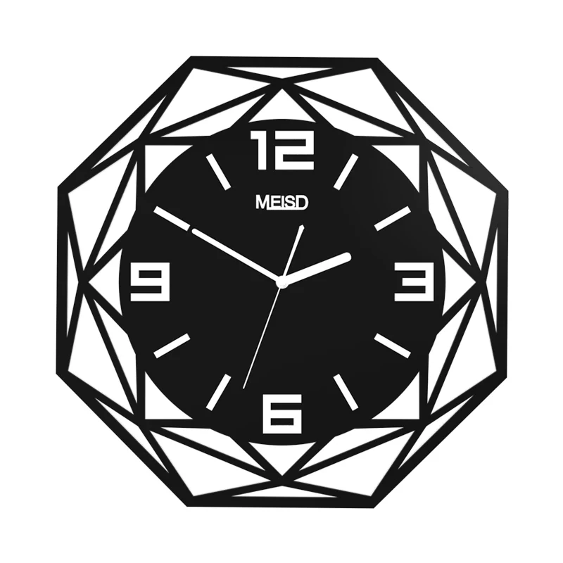 Black MEISD креативные геометрические бесшумные большие акриловые 3D настенные часы, цифровые Современные Стильные черные кварцевые Подвесные часы с наклейками на стену - Цвет: Black