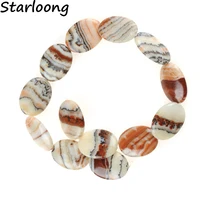 oval shape natural geode red agates gem stone stripe slice slab loose strand spacer beads chips for jewelry making necklace