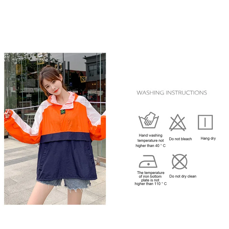 

Women's Outdoor Long Sleeve Hoodie Contrast Color Splicing Light Sports Jacket