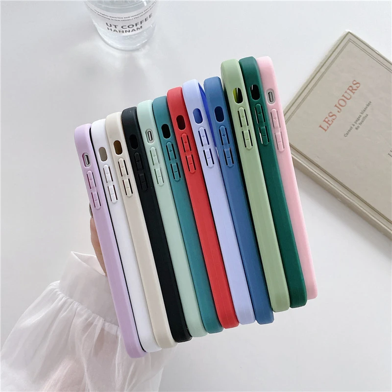 Простой матовый квадратный силиконовый чехол для iPhone 13 12 Pro Max Mini 11 X Xr Xs 8 7 Plus SE 2020 6