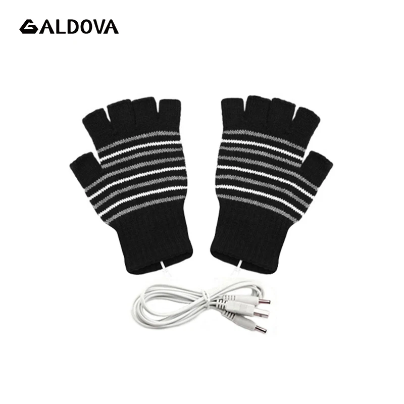 Теплые зимние трикотажные рукавицы с подогревом от USB для использования в
