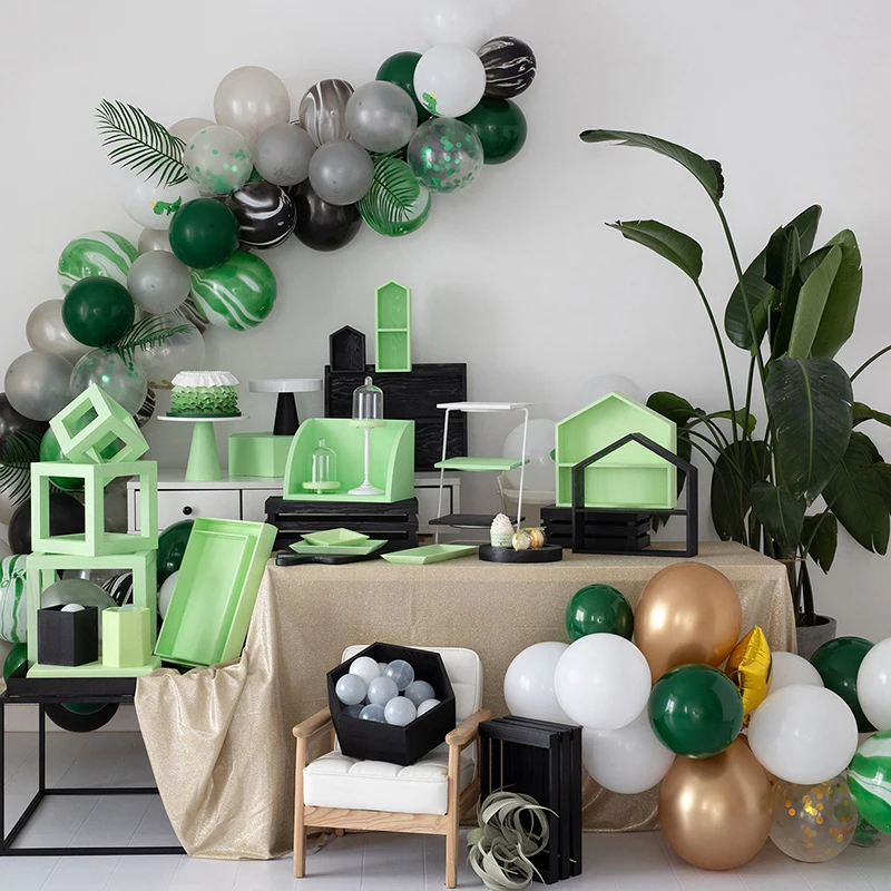 Стеллажи для хранения вещей из зеленого и черного дерева SWEETGO подставки