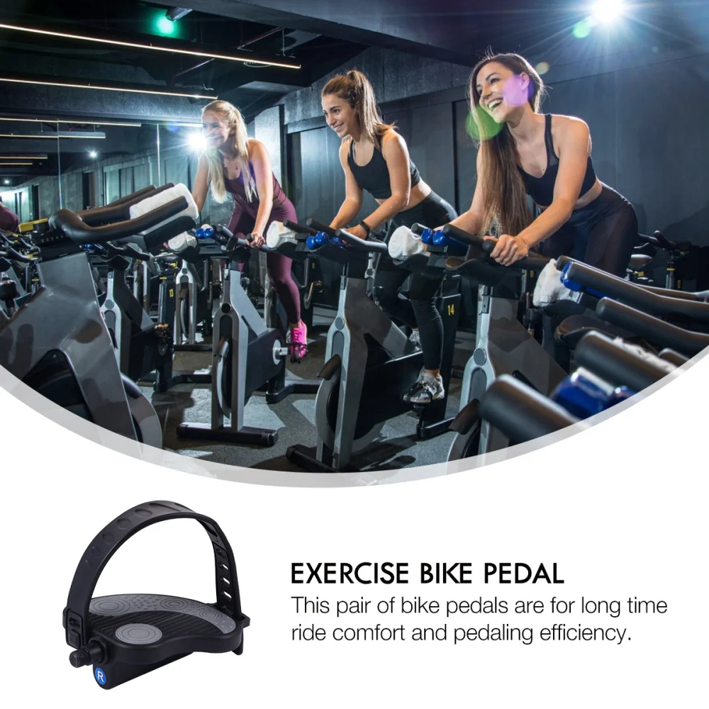 

1 Pair Bike Pedals with Strap Non-skid Exercise Bike Pedals Random Pattern