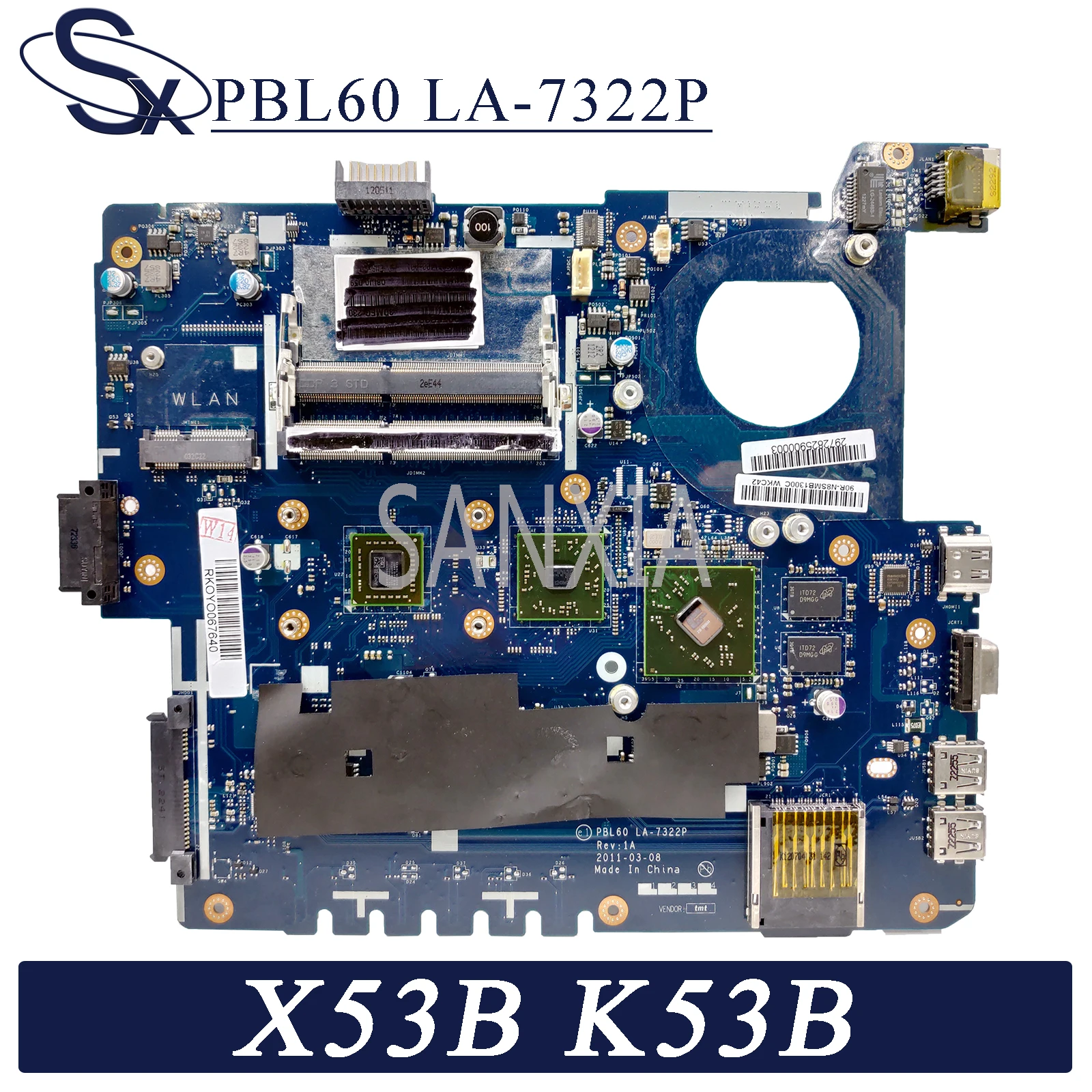 KEFU LA-7322P Laptop motherboard for ASUS X53B K53B original mainboard with CPU and video card | Компьютеры и офис