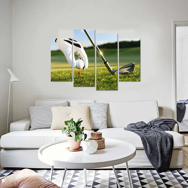 HD игры в гольф 4 панели холст Художественная живопись досуг спорт картины