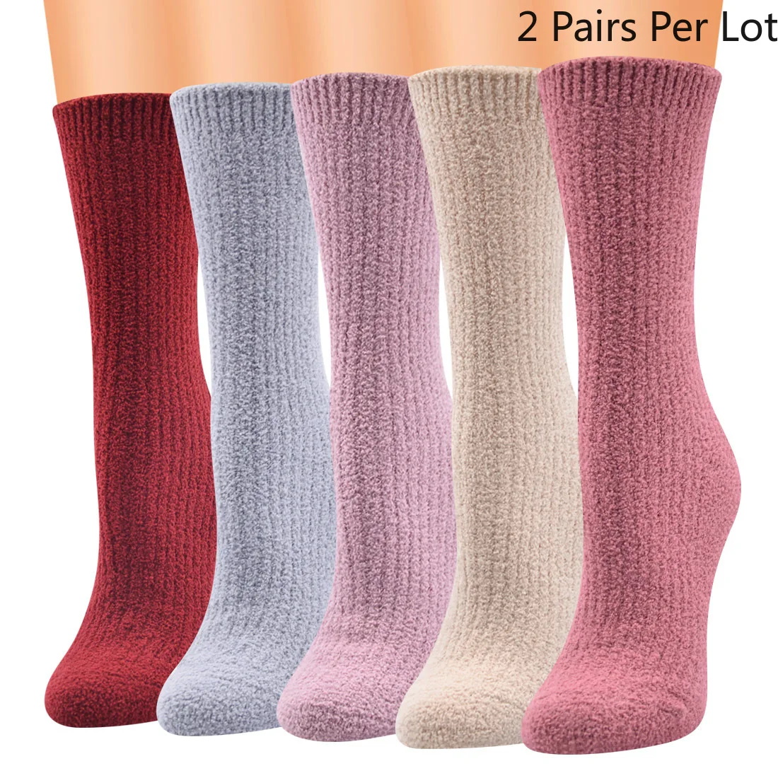 

New Winter Classic Solid Color Thick Lady Socks Mohair Bedsocks Socks Middle Tube Stockings Pure Color Soft Material Fashionable