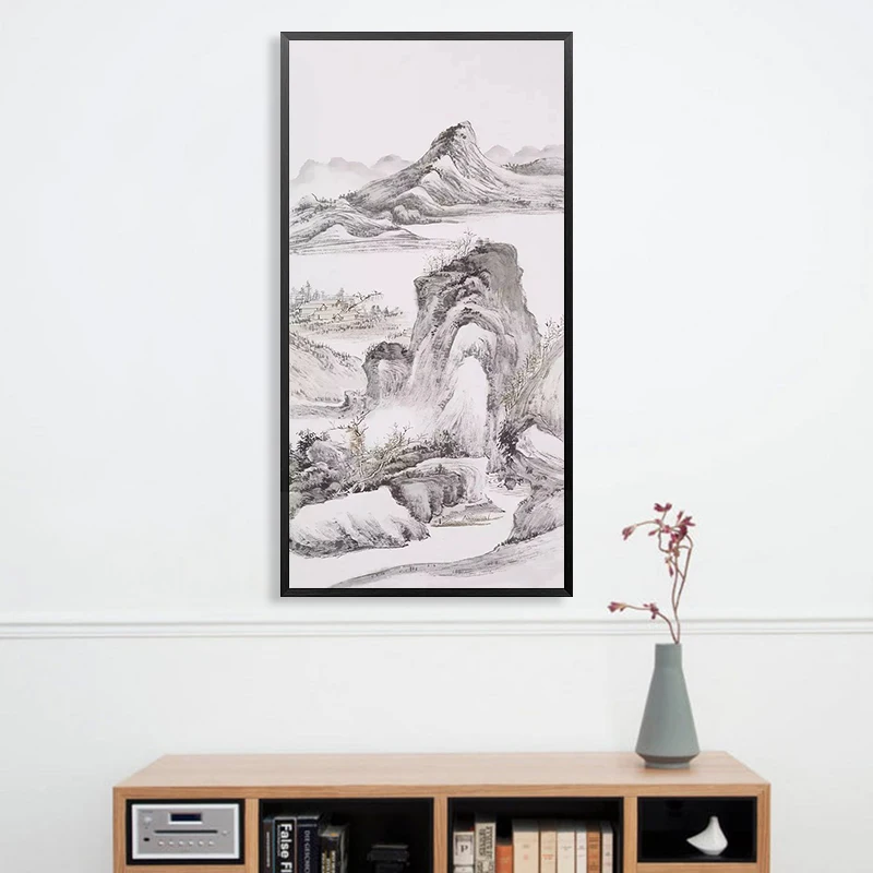 Китайский черно-белый пейзаж с видом на горы живопись по номерам художественные