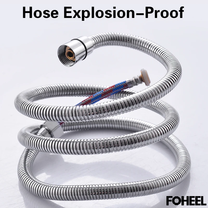 FOHEEL Shower Hose Silicon Tube 1.5M Water Pipe Chrome plating Stainless steel braided explosion proof | Обустройство дома