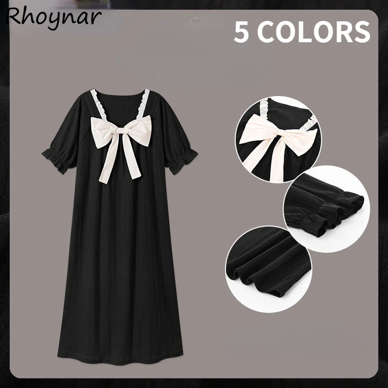 

Nightgowns Women Princess Style Kawaii Cute Plus Size M-3XL Bow Romantic Girls Teens Loose Cozy Home Short Sleeve Summer Female