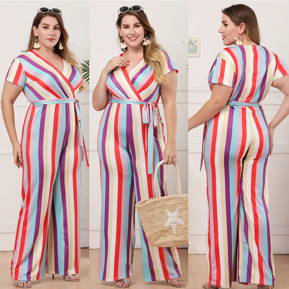 026 больших Размеры женские летние полосатые брюки с широкими штанинами M L XL XXL 3XL 4XL
