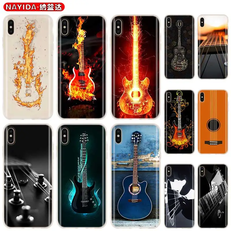 Мягкий чехол из ТПУ для iPhone 13 12 Mini 11 Pro XS Max XR X 8 7 6 Plus SE 2020 S Чехол гитары 