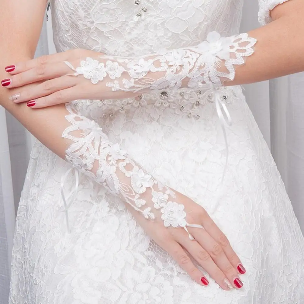 Wedding Accessories Gloves 2020 Applique Short High Quality Lace White Elegant Bridal | Свадьбы и торжества