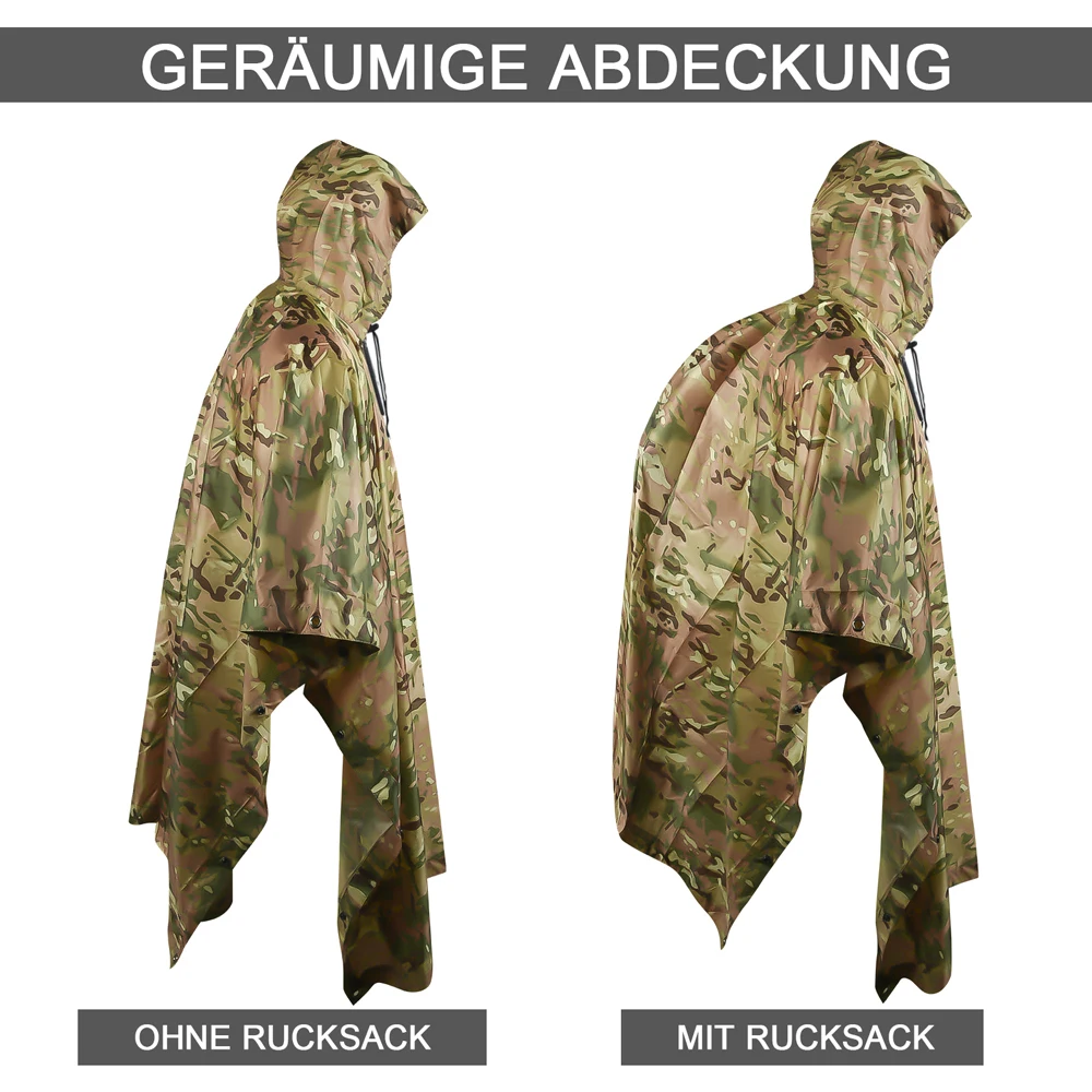 Водонепроницаемый Камуфляжный дождевик на молнии для мужчин и женщин военный