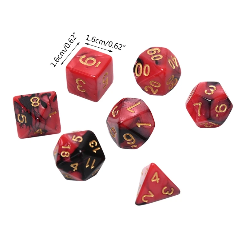 

49 Pcs Resin Assorted Polyhedral Dices with Pouch for DND RPG MTG Game D4 D6 D8 XXUF