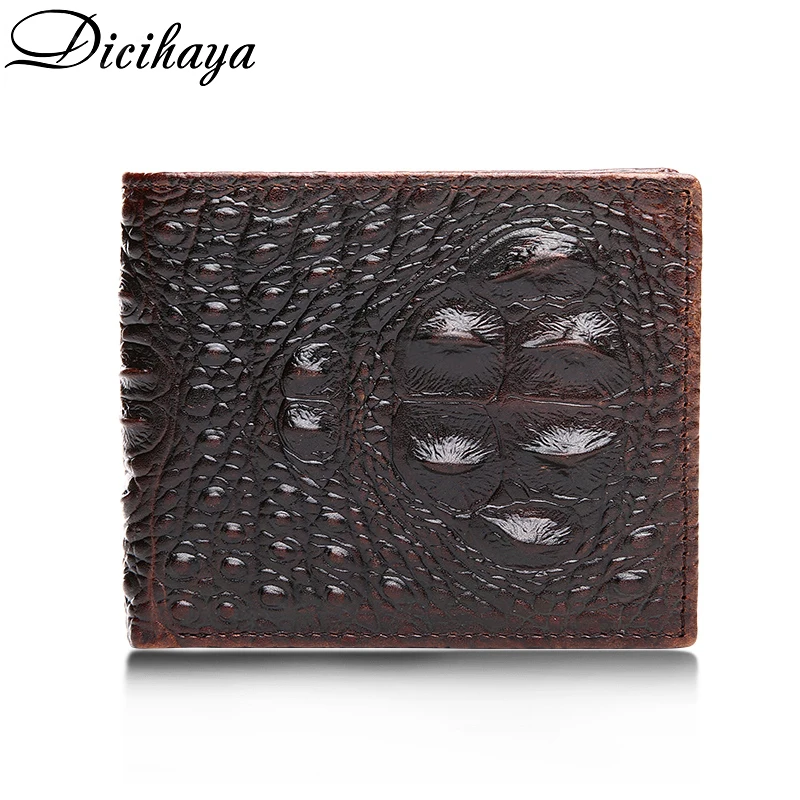 Кошелек мужской короткий из натуральной кожи бумажник винтажный с крокодиловой