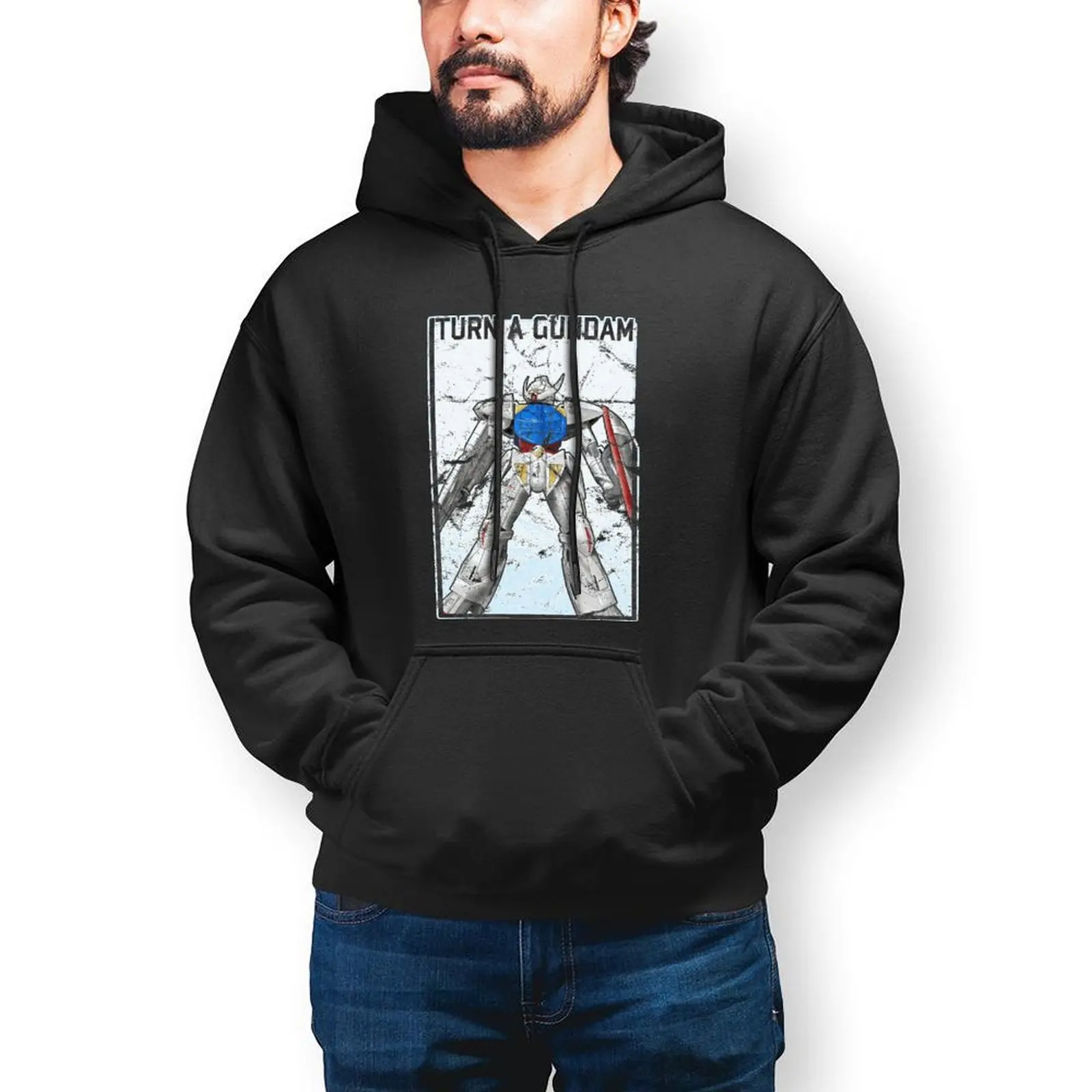 

Bandai Gundam Turn A Gundam Hoodie Anime Outdoor Hoodies Stylish Oversize Cotton Pullover Hoodie Men