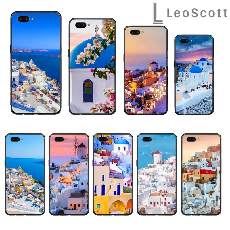 

Oia Santorini Greece lanscape Phone Case For OPPO R9 R11 R15 R17 RENO Realme S PLUS Normal 2z 3 5 C2 pro Cover Funda Shell