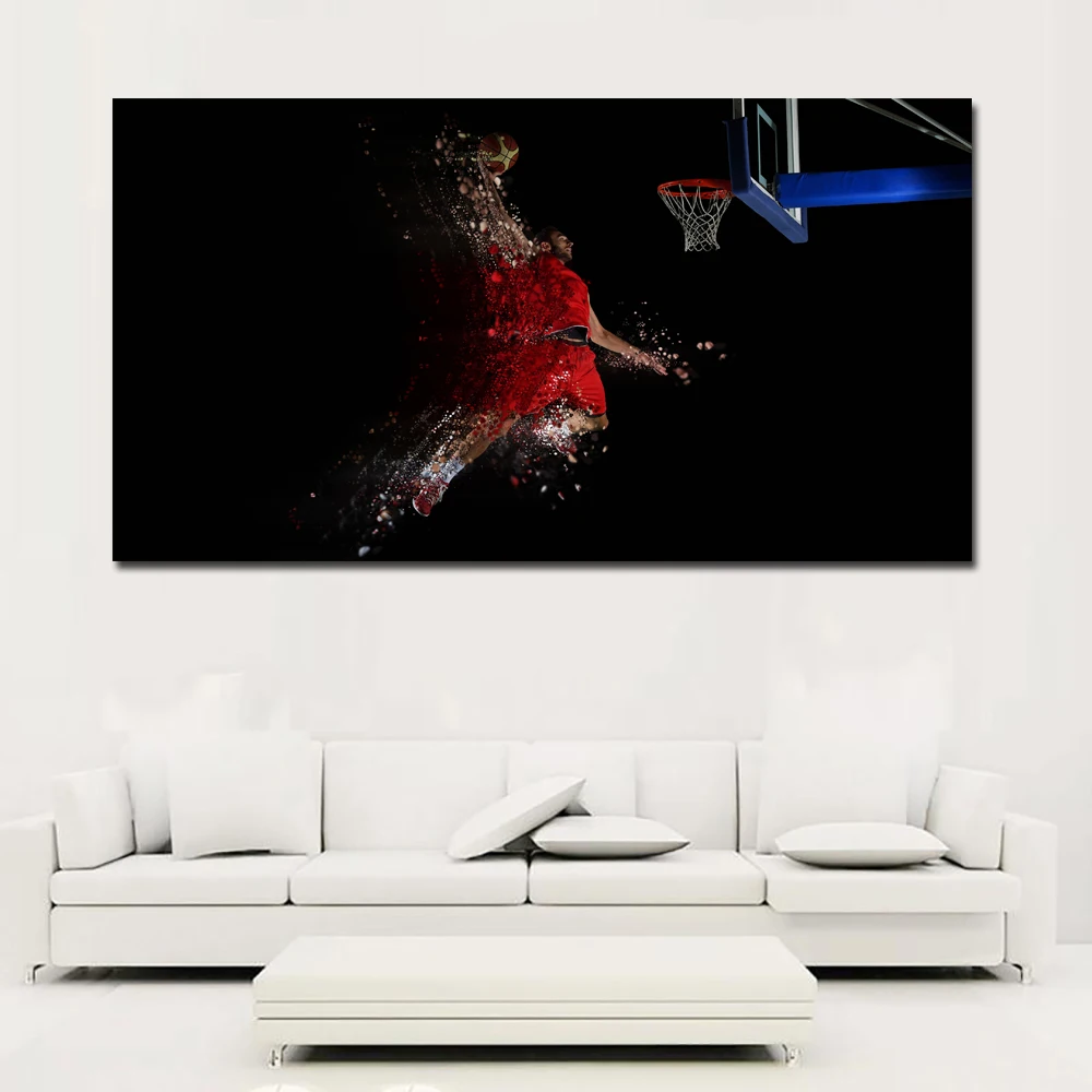 Холсте холст Картины Майкл Джордан черные мужские баскетбольные кроссовки фон