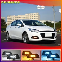 2pcs for chevrolet cruze 2015 2016 drl daytime running light fog lamp cover with yellow turn signal