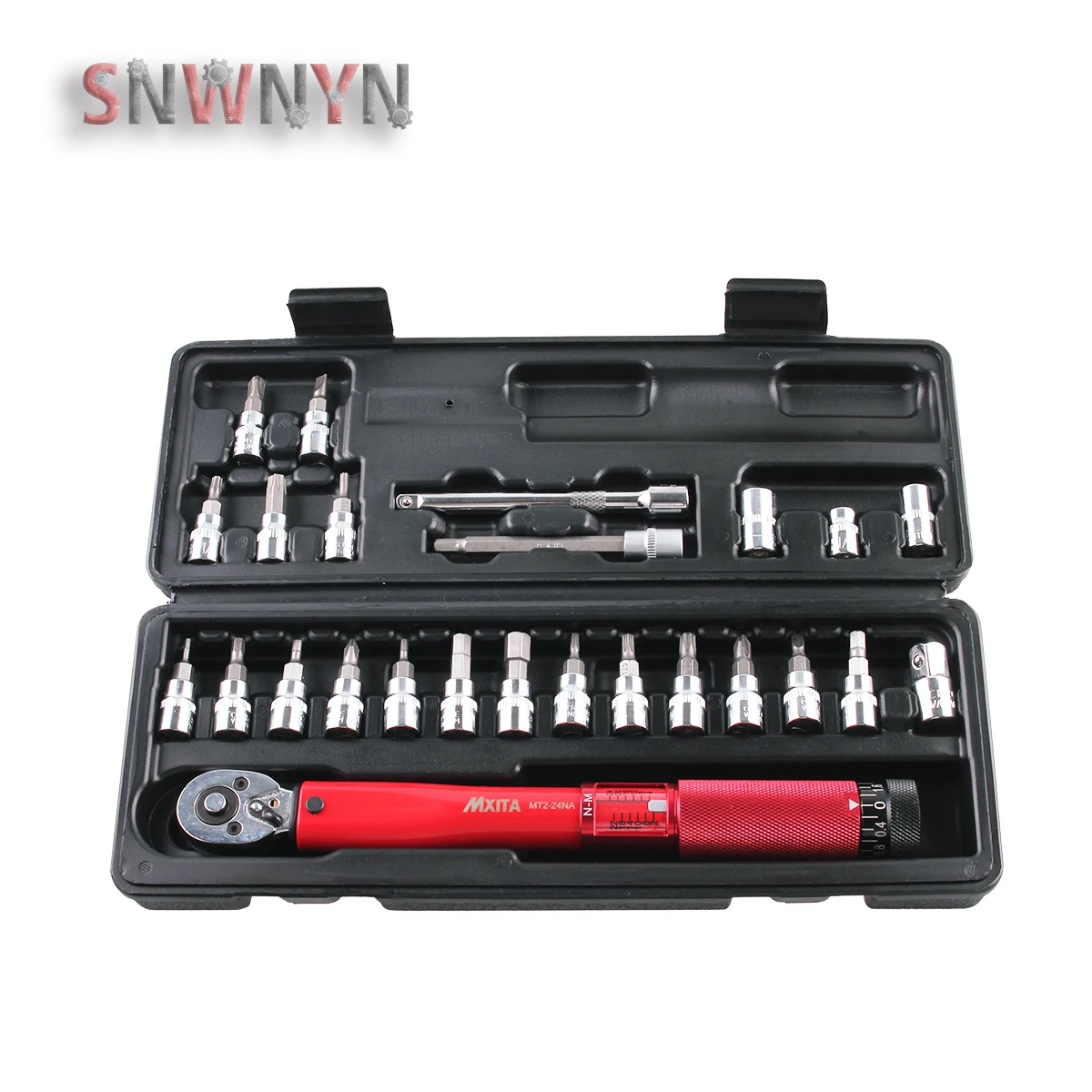 25pcs/set 1/4 2-24Nm Adjustable Torque Wrench Set Bicycle Repair Tools Kit Bike Repair Spanner Hand Tool Set