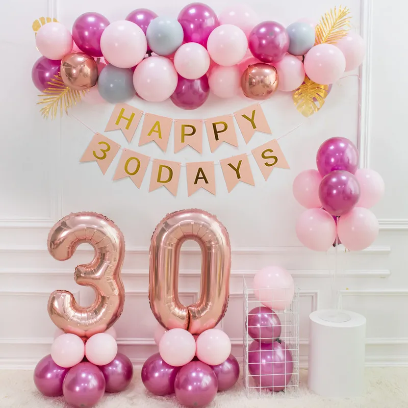 Баннер на день рождения с арка для воздушных шаров гелия номер Фольга шар стенд