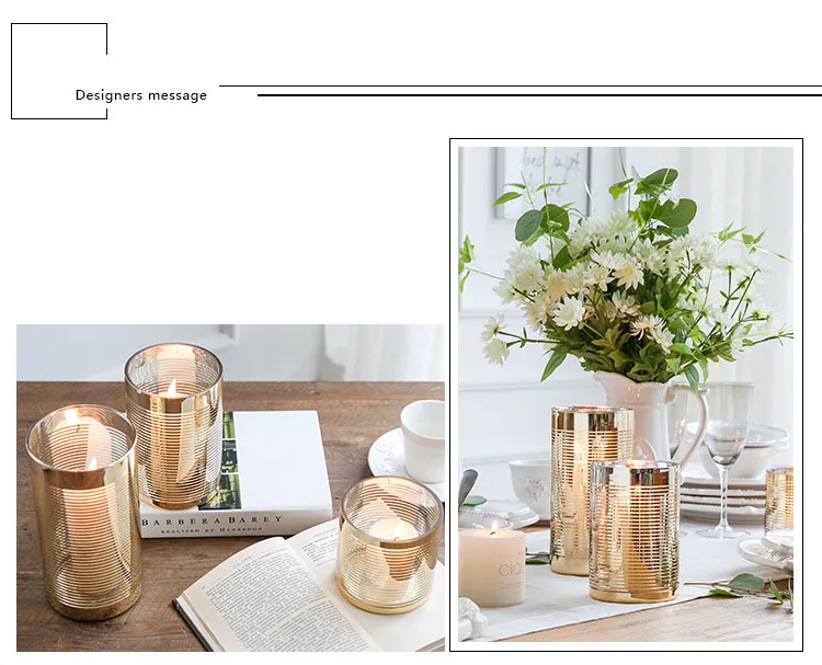 Nordic Home Decor Party Candelabra Golden Glass Candle Holders Wedding Centerpieces Decoration Streamline Process Candlestick