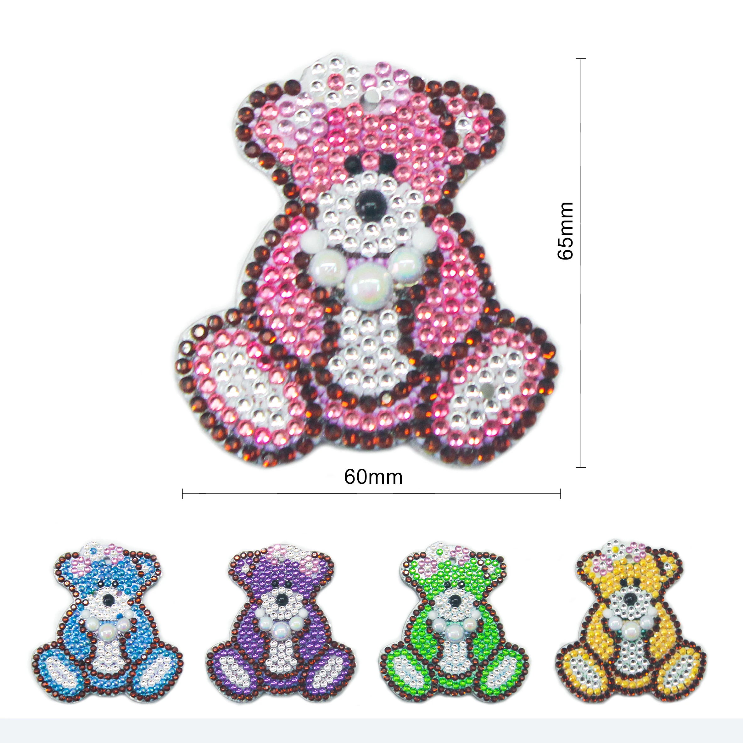 

5Pcs Animal Colorful Bear DIY Diamond Keychain 5D Diamond Painting Embroidery Bag Pendant Ornament Keyring For Cute Gift