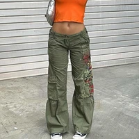 weiyao streetwear grunge cargo pants tie dye print vintage 90s wide leg trousers women low waist straight y2k sweatpants