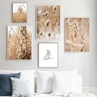 nordic beige brown wheat reed art painting prints field grass flower canvas poster wall pictures for living room home decor yt31