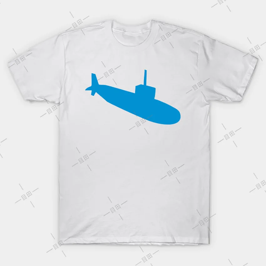 Blue Submarine Silhouette T-Shirt Tee graphics toys toy submarines submarine blue sea ocean underwater vehicle | Мужская одежда