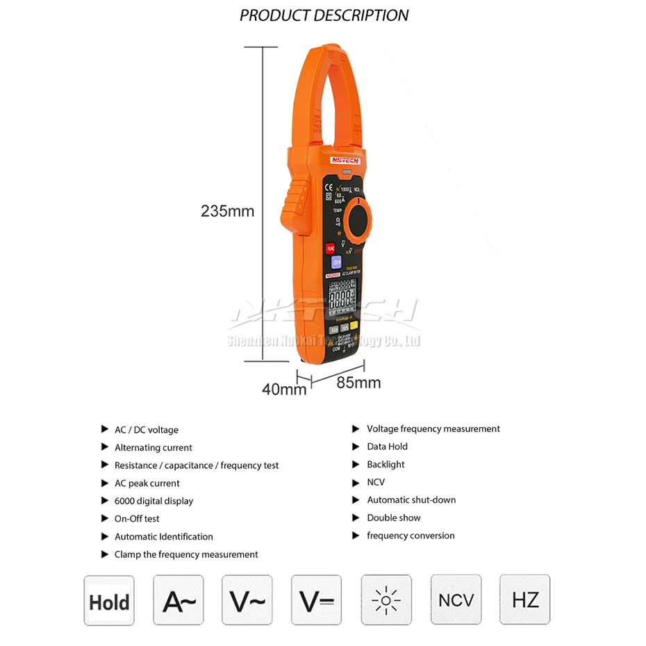 NKTECH NK260F VDF Умный Цифровой клещи LPF AC/DC V DCA Частотная емкость NCV автоматический двойной дисплей V/Ohm/A Автоматическое сканирование