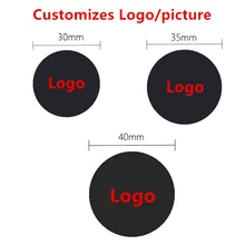 100pcs Customizes Logo / picture 30mm 35mm 40mm Black Metal Plate disk iron sheet Scratch-proof Magnetic Car Phone Stand holders