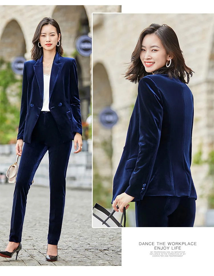 Женский офисный зимний бархатный блейзер комплект из 2 предметов бордовая