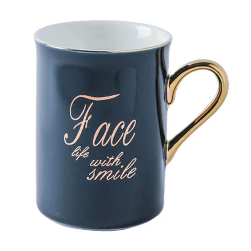 

400ml Ceramic Mug Travel Coffee Mug Milk Tea Cup Creative Porcelain Water Mug Pink Gold Letter Breakfast Drinkware Home Decor