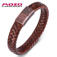 fashion classic genuine leather retro bracelet for men hand charm jewelry braided magnet handmade wholesale price ps2171