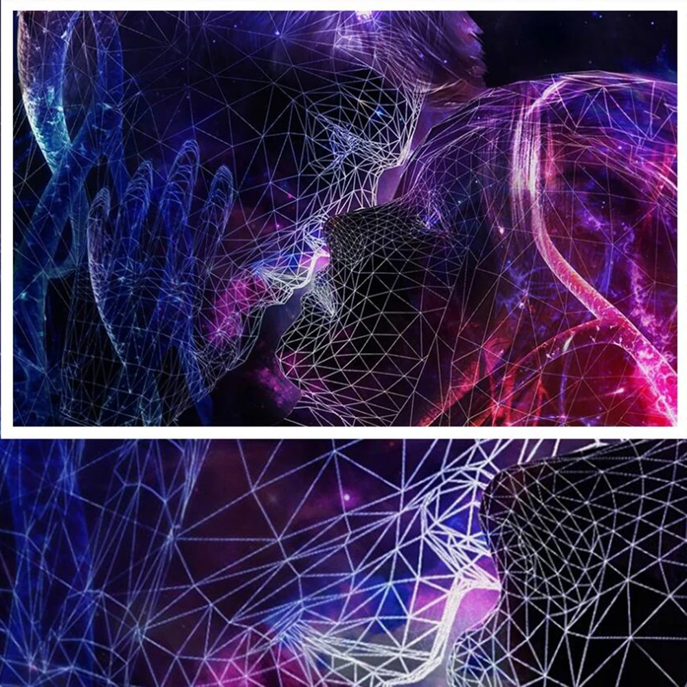 Milofi custom 3D wallpaper mural modern curve couple kissing starry sky background wall living room bedroom decoration painting |