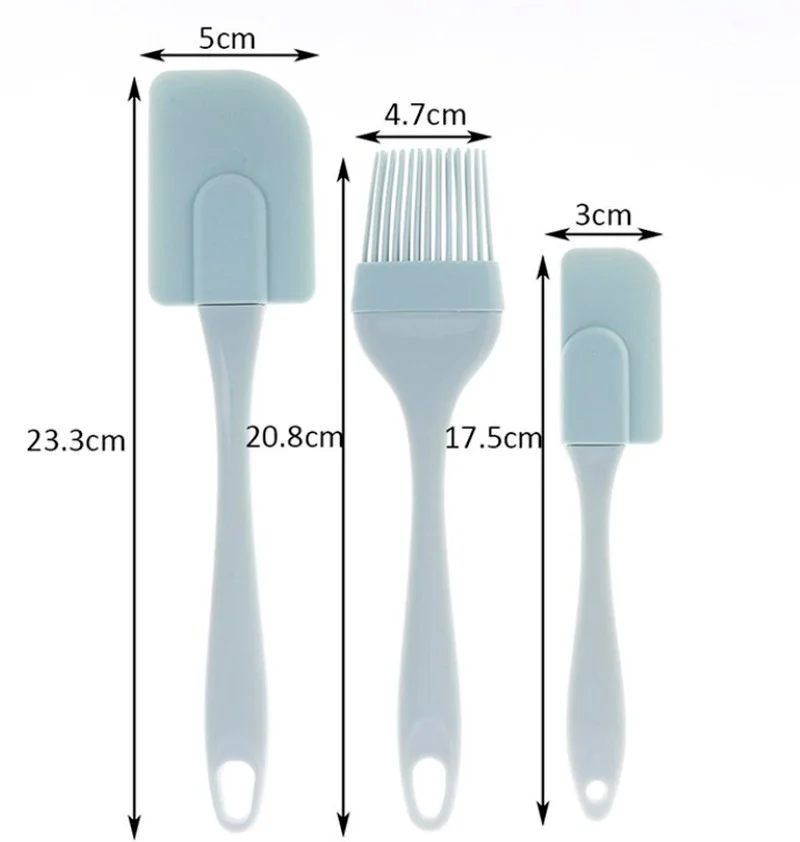 

3PCS Kitchen Silicone Cream Butter Cake Spatula Mixing Batter Scraper Brush Butter Mixer Cake Brushes Baking Tool Kitchenware