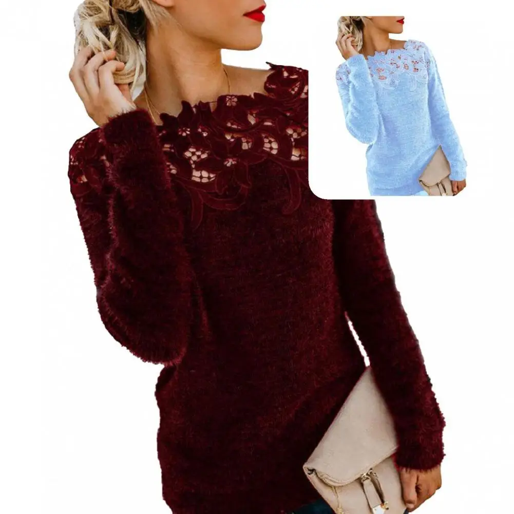 

Pullover Stylish Thick Warm Knitted Pullover Lace Comfy Sweater Top