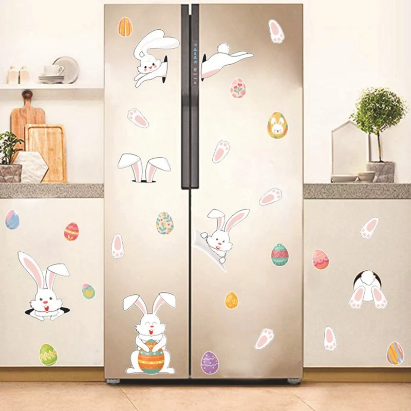 Новейшие Мультяшные пасхальные яйца кролик комбинированный узор стикер на стену
