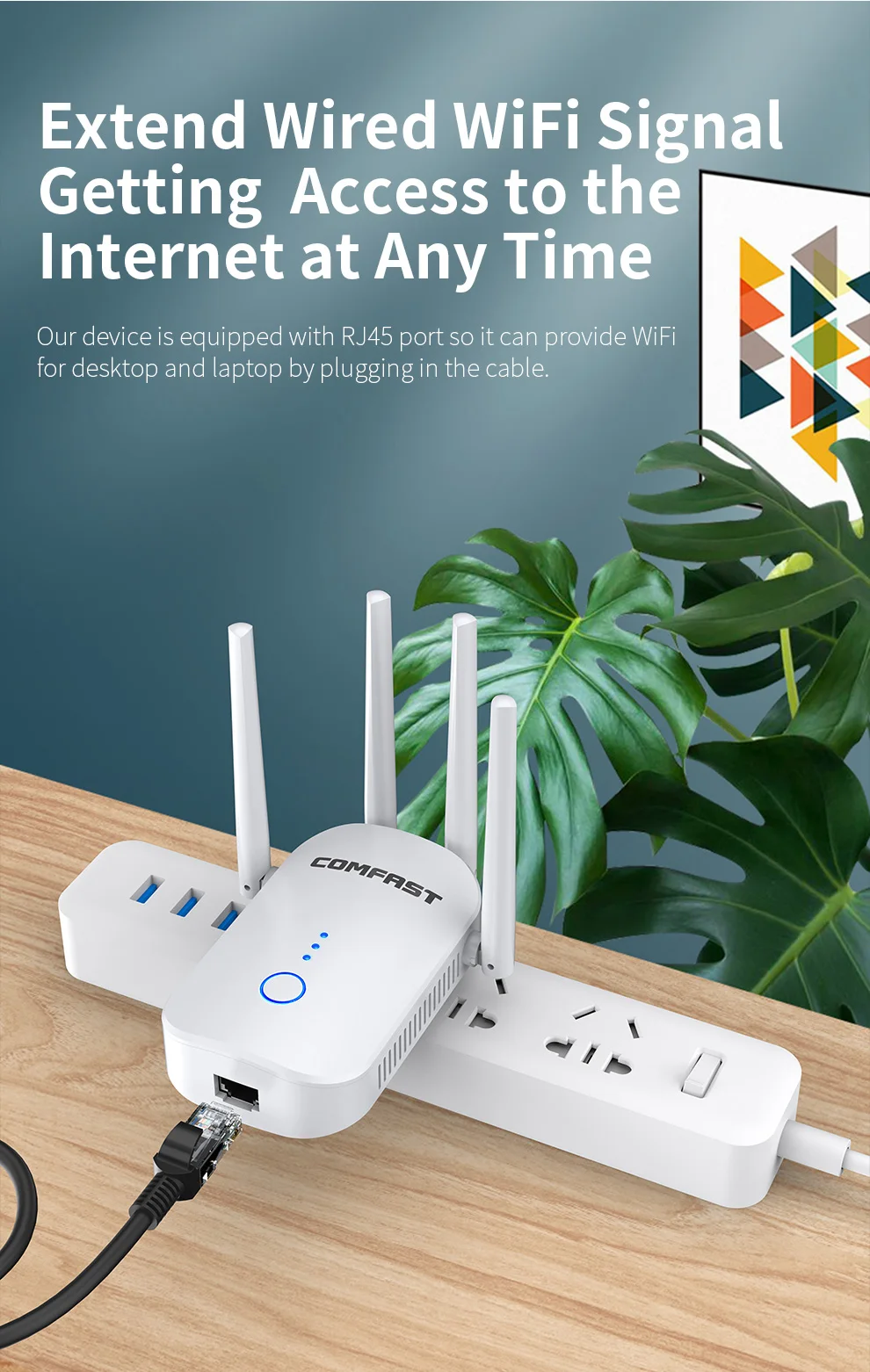 Wifi Extender 1200Mbps Wireless Wi Fi Repeater Dual Band 2.4&amp5Ghz W Ifi Router Long Range Booster 4 Antenna Wi-fi Amplifier | Компьютеры