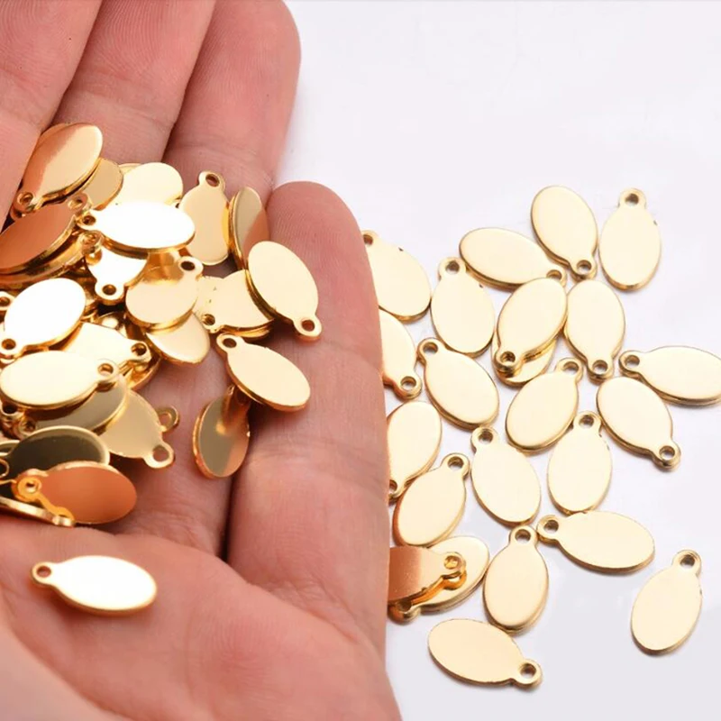 Пустые овальные штампы из нержавеющей стали серебристые/золотистые/розовые для