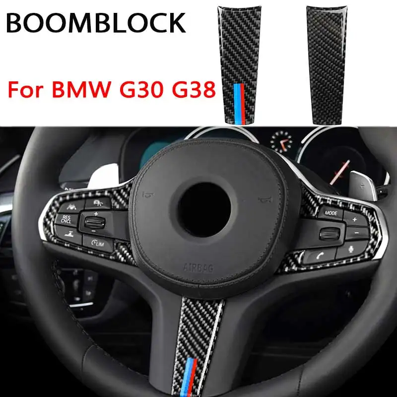 

BOOMBLOCK Carbon Fiber Sticker Car Steering Wheel Panel Decoration Cover Trim Styling For BMW 5 Series G01 G08 G30 G38 X3 2018