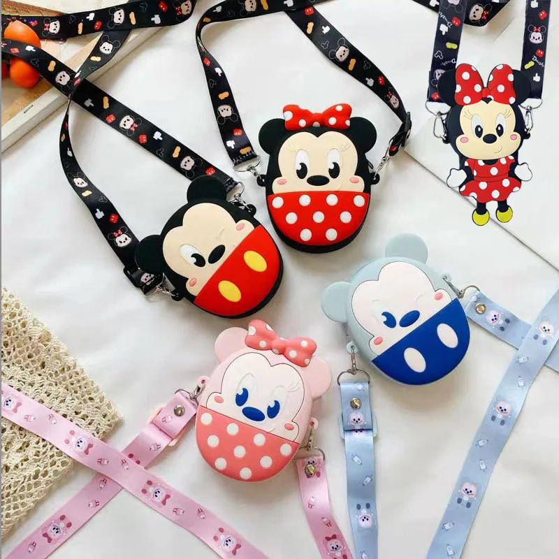 

Disney Stirch Children Shoulder Bag Waterproof Silicone Bag Baby Girl Kindergarten Primary coin purse cartoon bag storage bag