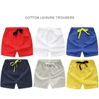 Шорты детские хлопковые однотонные, модные пляжные короткие штаны для мальчиков и девочек, на лето