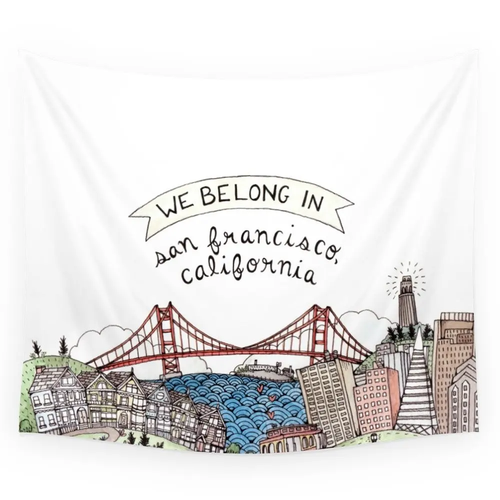 

Настенный гобелен с принтом «We Belong In San Francisco», подвесное постельное белье, простыня, покрывало для гостиной, гобелены, декор для спальни